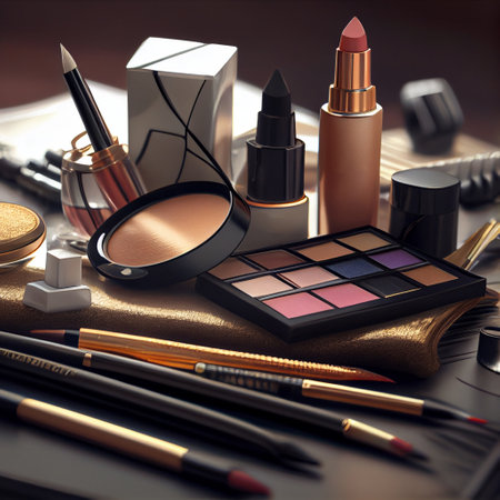 Makeup accessories, beauty cosmetics concept. generative AIの素材
