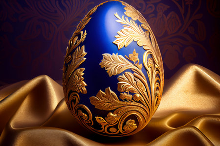 Luxury Easter egg, ornate with gold, Faberge style. Generative AIの素材