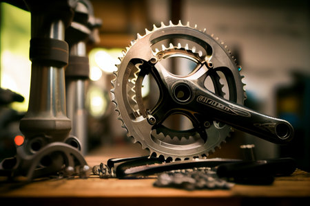 MTB bicycle accessories and parts. Close up view. Generative AIの素材