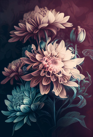 Vintage floral background. Toned blosson in Boho style. Generative AIの素材