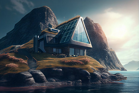 Eco friendly modern architecture home design concept. Generative aiの素材
