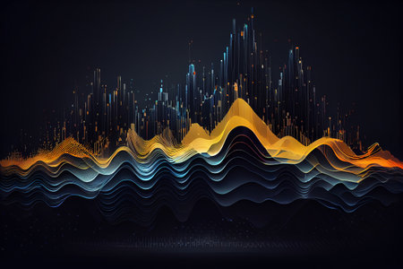 Sound equalizer wave. Music sound spectrum. Soundtrack background. Generative Aiの素材