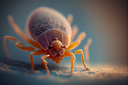 Tick insect on skin. Close up macro view. Generative Ai.の素材