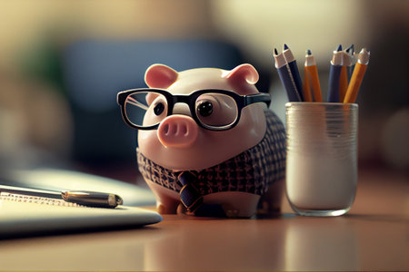 Piggy bank as saving money and investing concept, financial background. Generative ai.の素材
