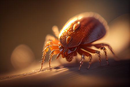 Tick insect on skin. Close up macro view. Generative Ai.の素材