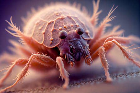 Tick insect on skin. Close up macro view. Generative Ai.の素材