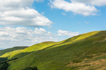 Wilderness and scenic nature and alpine landscape at summer in Bieszczady Mountains, Carpathians,...