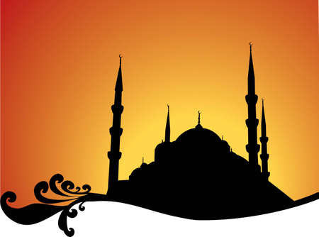 Sultan Ahmet Mosque silhouette.のイラスト素材