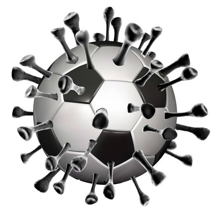 Football transform to corona virus. Isolated on white background. Realistic vector.のイラスト素材