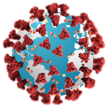 The planet earth transform to Coronavirus. Isolated on white background.のイラスト素材