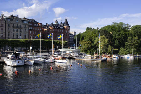 Stockholm, Sweden: tourist indicators. July 7th, 2017. Tourist signs indicating the directions of the Three Crown Museum, Gustav III Museum of Antiquities, The Treasury. .のeditorial素材