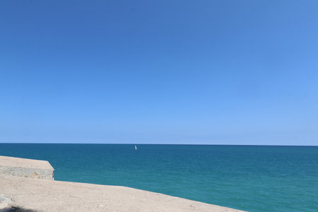 View of the Mediterranean Sea from the promenade on the promenade