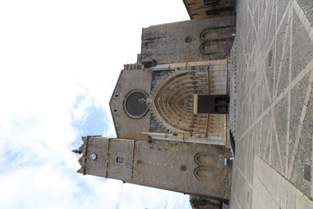 Church of Santa Maria de CastellÃ³ d'EmpÃºries, EmpordÃ  Cathedral, Costa Brava, Catalonia, Spainの写真素材