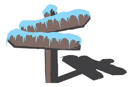 Frozen wood sign. Vector illustrationのイラスト素材