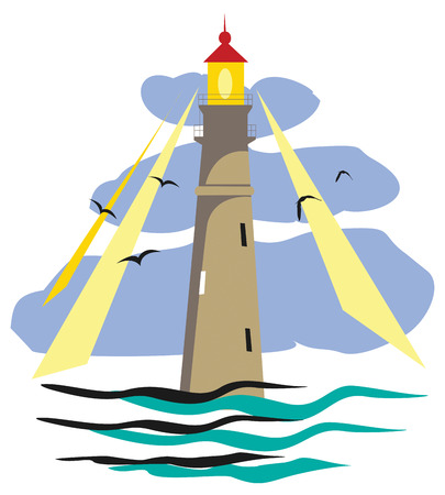 Illustration of a lighthouse shining.のイラスト素材