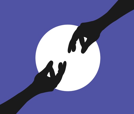 Illustration of two hands reachingのイラスト素材