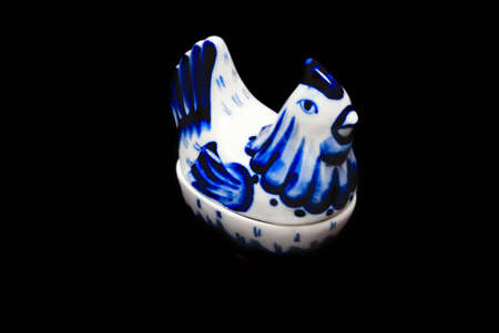 Gzhel painted objects: chickenの写真素材