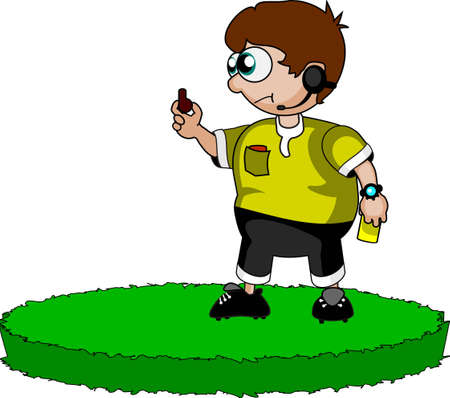 Vector illustration: soccer referee allows penalty kick only after whistle.のイラスト素材