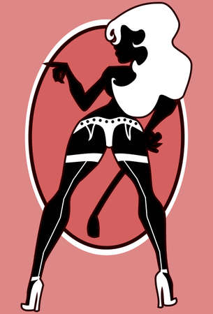 illustration: silhouette of  the sexy girl in lingerie with scrop.のイラスト素材