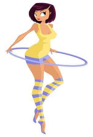 illustration:girl in gym suit with hoop.のイラスト素材
