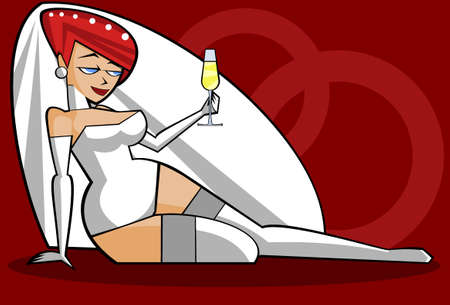 sexy bride in white lingerieのイラスト素材