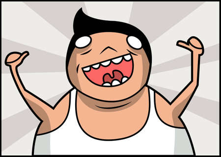 Fat man looks exciting because of somethingのイラスト素材