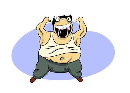 illustration: Fat man looks exciting because of somethingのイラスト素材