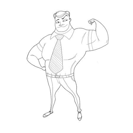 Illustration: alfa supermanager demonstrates his big bicepsの写真素材