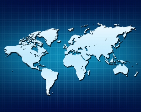World globe Map isolated on blue gradientの写真素材
