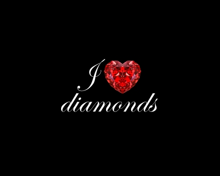 wallpaper with I LOVE DIAMONDS. Red diamond heartの写真素材