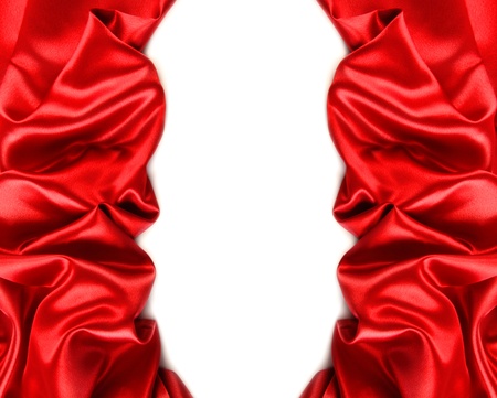 love concept with red silk greeting card for valentineの写真素材