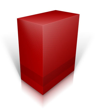 3D red software box isolated on white backgroundの写真素材