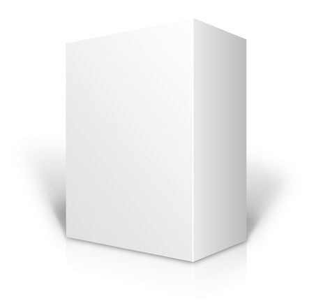white 3D box blank isolated on white backgroundの写真素材