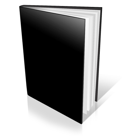 black Hard Cover Book Open on white backgroundの写真素材
