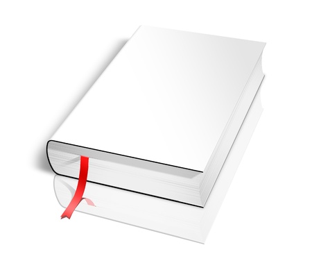 Blank book with white cover on white backgroundの写真素材