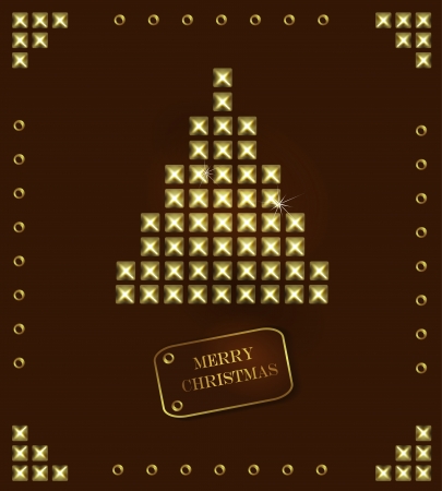 Christmas Greeting Card/Merry Christmas /Christmas tree on a red backgroundのイラスト素材