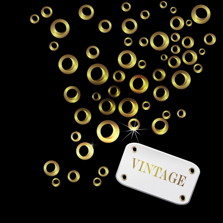 Abstract retro background with stud and retro label and  Design template, card can be used banners, invitation, congratulation or website layout vector Silver, gold metal studのイラスト素材