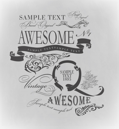 Vintage ornament calligraphic design elements and page decoration, retro style /ornate floral  templateのイラスト素材