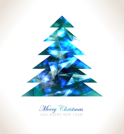 Christmas Greeting Card Merry Christmas  Christmas tree on a red backgroundのイラスト素材