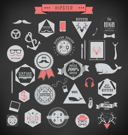 Hipster icons and labels can be used for  retro vintage  website, info-graphics, bannerのイラスト素材