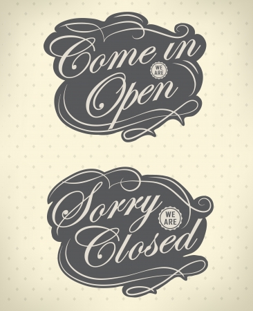 Closed Vintage retro signs  typography designのイラスト素材