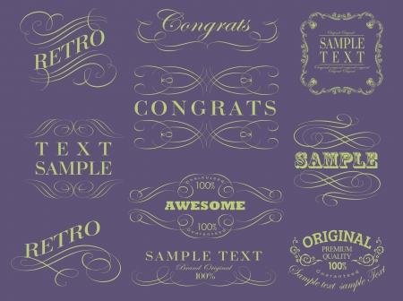 calligraphic design elements, page decoration and labelsのイラスト素材