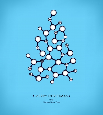 Christmas Greeting Card/Merry Christmas /Christmas tree on a red backgroundのイラスト素材