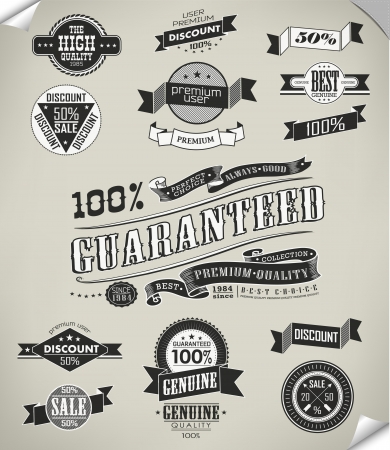 Premium Quality, Guarantee and sale Labels  and typography designのイラスト素材