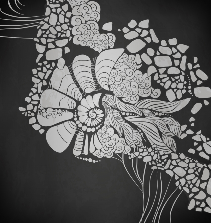 Chalk design sea background of drawing with chalk on blackboardのイラスト素材