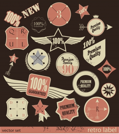 Set of Premium Quality and Guarantee retro Labels with retro vintage styled designのイラスト素材