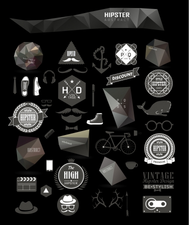 Hipster style elements, icons and labels can be used for  retro vintage  website, info-graphics, bannerのイラスト素材