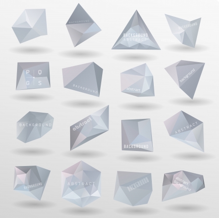polygonal crystal white bubble, label/ triangles element for your design/ Geometrical vectorのイラスト素材