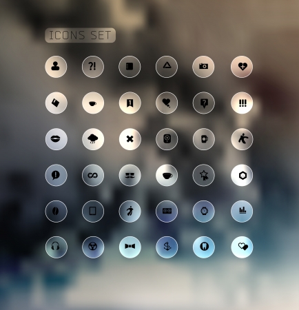 Set of web plat icons on blur backgroundのイラスト素材