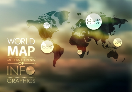Polygonal World Map and Information Graphics. World Map and typographyのイラスト素材